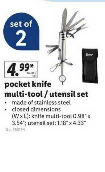 Lidl Pocket Knife Multi-tool -utensil Set offer