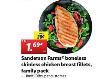 Lidl Sanderson Farms®	Boneless Skinless Chicken Breast Fillets Family Pack offer