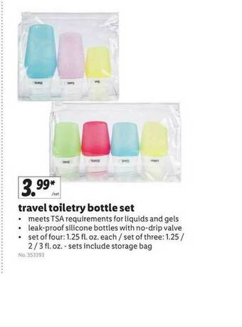Lidl Travel Toiletry Bottle Set offer