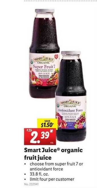 Lidl Smart Juice® Organic Fruit Juice offer