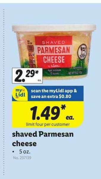 Lidl Shaved Parmesan Cheese offer