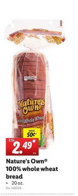 Lidl Nature's Own® 100% Whole Wheat Bread offer
