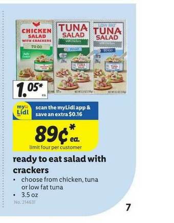 Lidl Ready To Eat Salad With Crackers offer