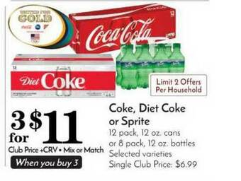 Pavilions Coke, Diet Coke Or Sprite offer