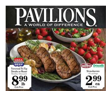 Pavilions Trimmed Tri-Tip Steaks Or Roast Or Strawberries offer