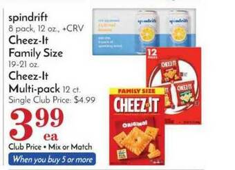 Pavilions Spindrift, Cheez-It Family Size, Cheez-It Multi Pack offer