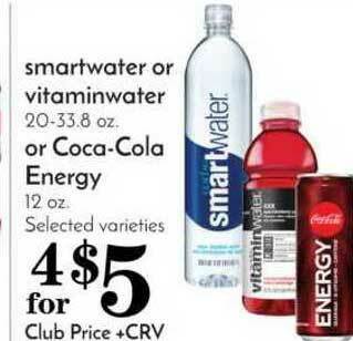 Pavilions Smartwater Or Vitaminwater Or Coca-Cola Energy offer