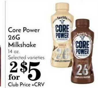 Pavilions Core Power 26G Milkshakes offer