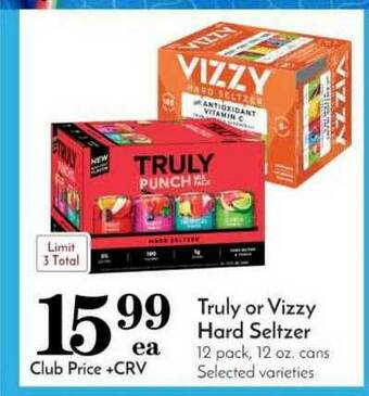 Pavilions Truly Or Vizzy Hard Seltzer offer