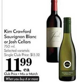 Pavilions Kim Crawford Sauvignon Blanc Or Josh Cellars offer