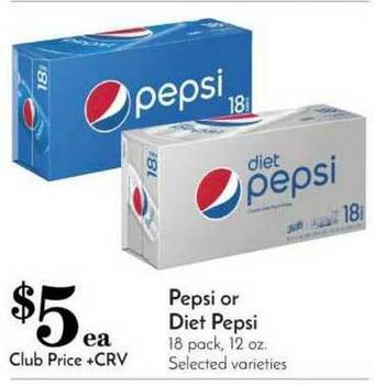 Pavilions Pepsi Or Diet Pepsi offer