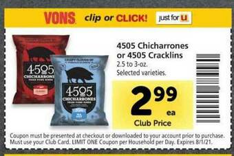 Vons 4505 Chicharrones Or 4505 Cracklins offer