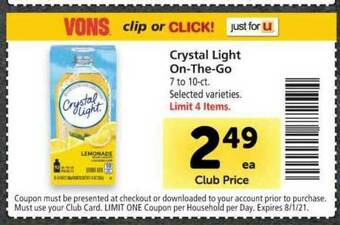 Vons Crystal Light On-The-Go offer