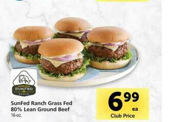 Vons SunFed Ranch Grass Fed 80% Lean Ground Beef offer