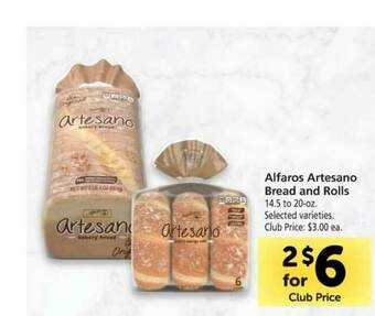 Vons Alfaros Artesano Bread And Rolls offer