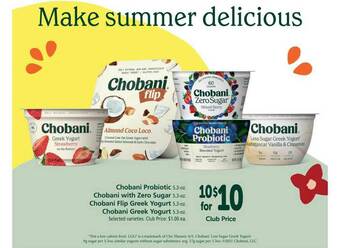 Vons Chobani Probiotic, Chobani With Zero Sugar, Chobani Flip Greek Yogurt Or Chobani Greek Yogurt offer