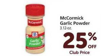 Vons McCormick Garlic Powder 25% Off offer