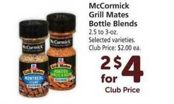 Vons McCormick Grill Mates Bottle Blends offer