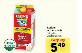 Vons Horizon Organic Milk offer