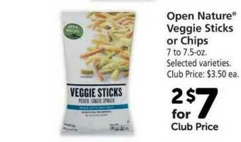 Vons Open Nature® Veggie Sticks Or Chips offer
