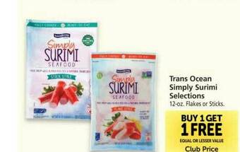 Vons Trans Ocean Simply Surimi Selections offer