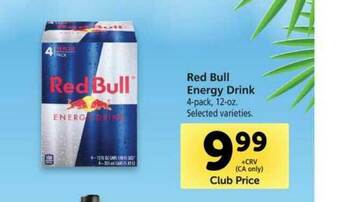 Vons Red Bull Energy Drink 4-Pack 12-Oz offer