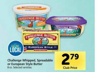 Vons Challenge Whipped, Spreadable Or European Style Butter offer