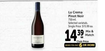 Vons La Crema Pinot Noir offer