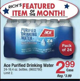 Ace Hardware Ace Purified Drinking Water offer