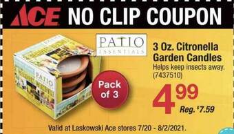 Ace Hardware 3 Oz. Citronella Garden Candles offer