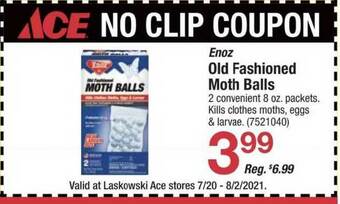 Ace Hardware Enoz Old Fashioned Moth Balls offer