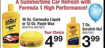 Ace Hardware Formula 1 16 Oz. Carnauba Liquid Or 12 Oz. Paste Wax, 7 Oz. Scratch Out offer