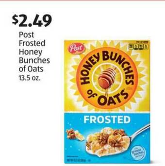 Aldi Post Frosted Honey Bunches Of Oats 13.5 Oz. offer