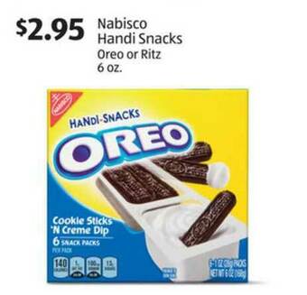 Aldi Nabisco Handi Snacks Oreo Or Ritz 6 Oz. offer