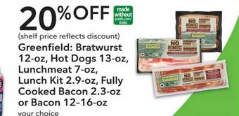 Publix Greenfield : Bratwurst 12-oz, Hot Dogs 13-oz, Lunchmeat 7-oz, Lunch Kit 2.9-oz, Fully Cooked Bacon 2.3-oz Or Bacon 12-16-oz offer