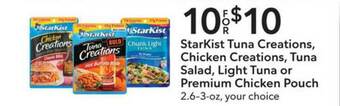 Publix Starkist Tuna Creations, Chicken Creations, Tuna Salad, Light Tuna Or Premium Chicken Pouch 2.6-3-oz offer