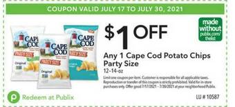 Publix Cape Cod Potato Chips Party Size 12-14-oz offer