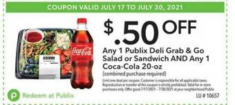 Publix Publix Deli Grab & Go Salad Or Sandiwich And Coca-cola 20-oz offer