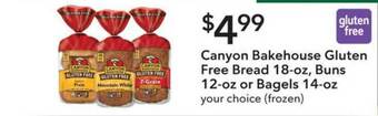 Publix Canyon Bakehouse Gluten Free Bread 18-oz, Buns 12-oz Or Bagels 14-oz offer