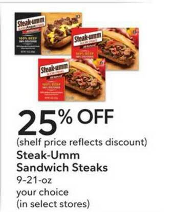 Publix Steak-umm Sandwich Steaks 9-21-oz offer