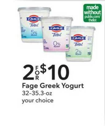Publix Fage Greek Yogurt 32-35.3-oz offer