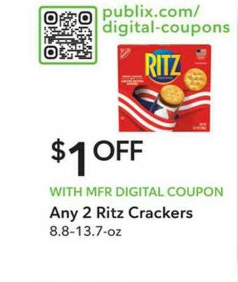 Publix Ritz Crackers 8.8-13.7-oz offer