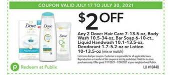 Publix Hair Care 7-13.5-oz, Body Wash 10.5-34-oz, Bar Soap 6-10-ct., Liquid Handwash 10.1-13.5-oz, Deodorant 1.7-5.2-oz Or Lotion 10 offer