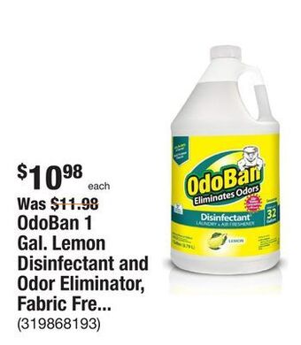 The Home Depot Odoban 1 gal. lemon disinfectant and odor eliminator, fabric freshener, mold control, multi-purpose cleaner offer