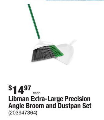 The Home Depot Libman extra-large precision angle broom and dustpan set offer