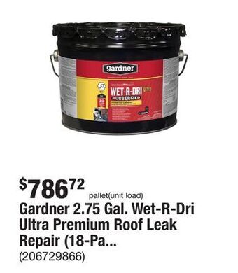 The Home Depot Gardner 2.75 gal. wet-r-dri ultra premium roof leak repair (18-pallet) offer