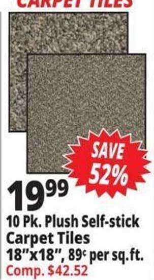 Ocean State Job Lot Plush self-stick carpet tiles offer