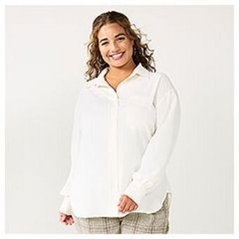 Kohl's Juniors' plus size so® oversized textured button front top offer