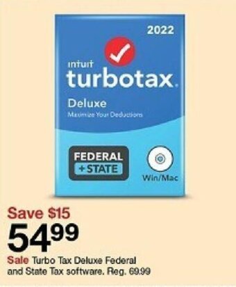 Target Turbo Tax Deluxe Federal and State Tax Software offer