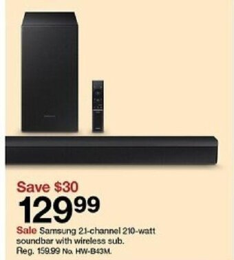 Target Samsung 2.1 channel 210-watt soundbar with wireless sub offer